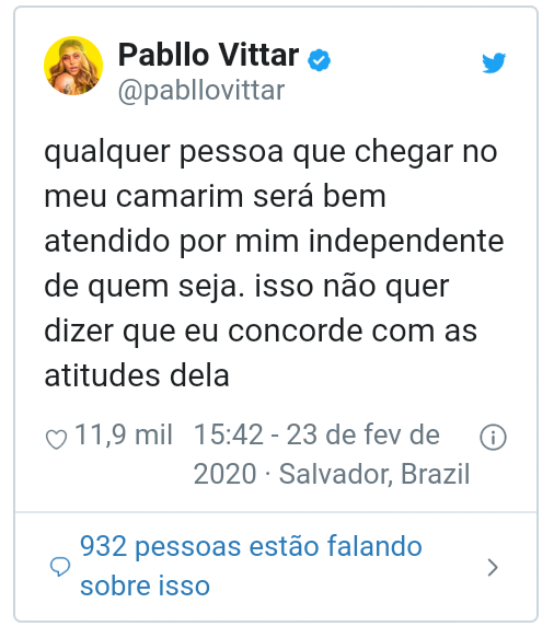“Chato a pessoa fazer a íntima”, desabafa Pabllo Vittar